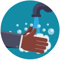 Illustration: washing hands with soap and water